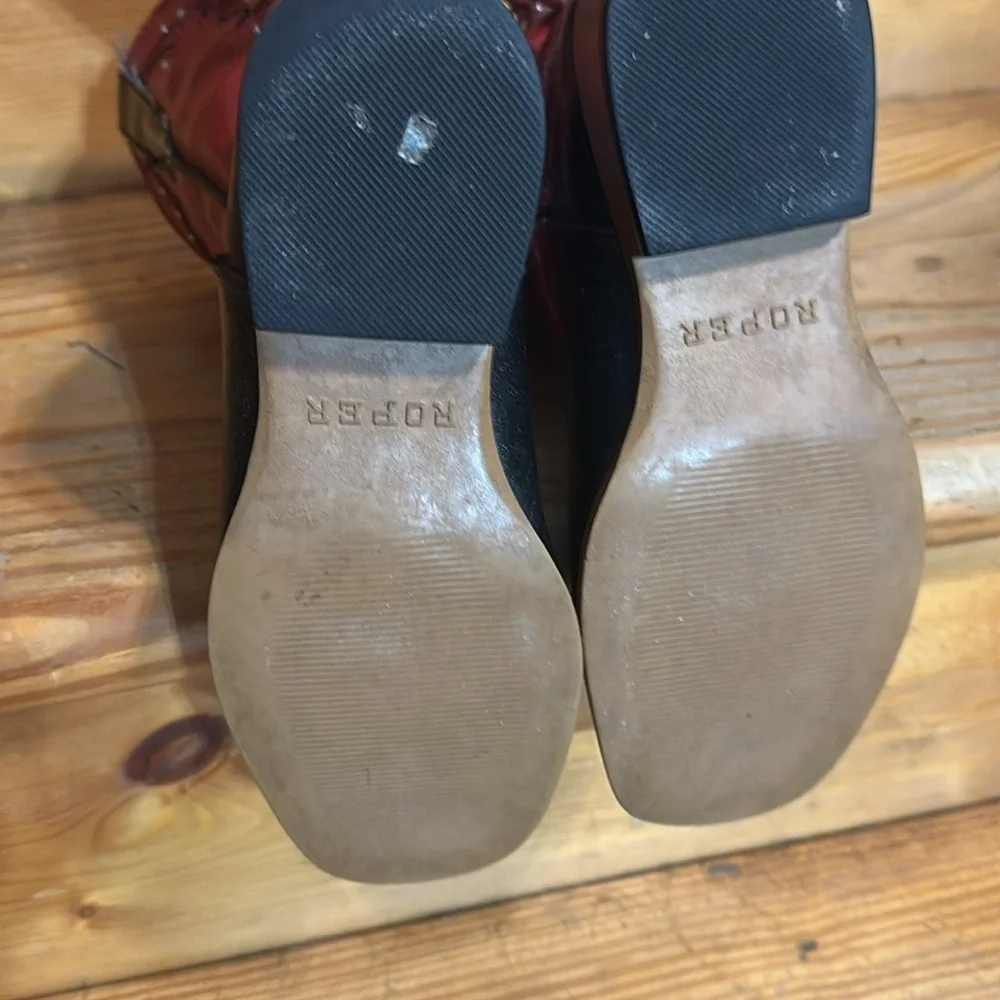 ROPER KIDS Red and Black Western Cowboy Boots
